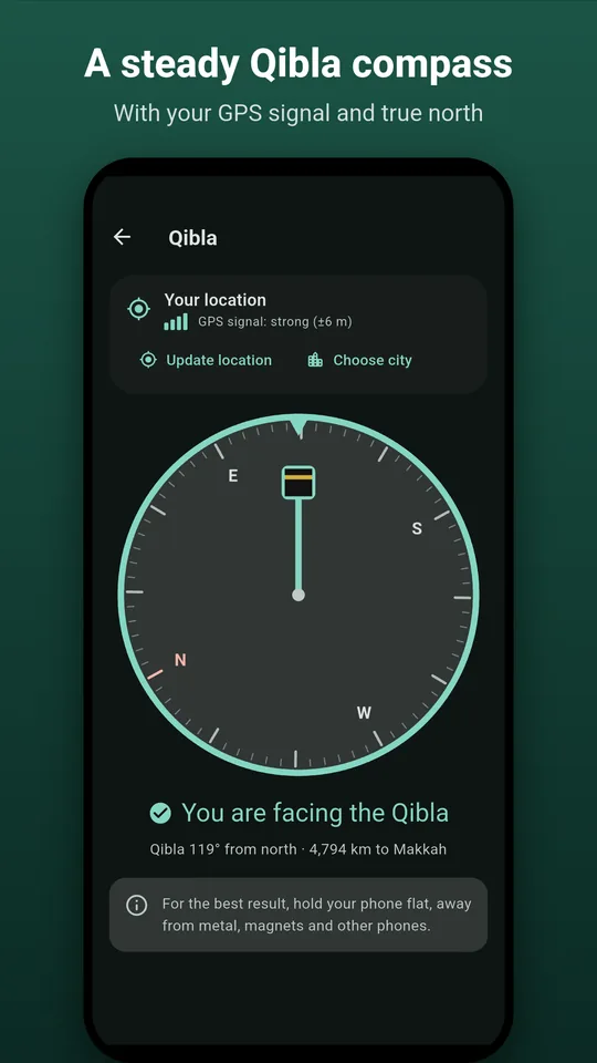 A steady Qibla compass